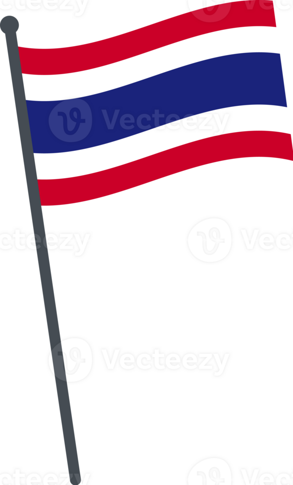 thailand flag waving on pole. national flag pole transparent. png