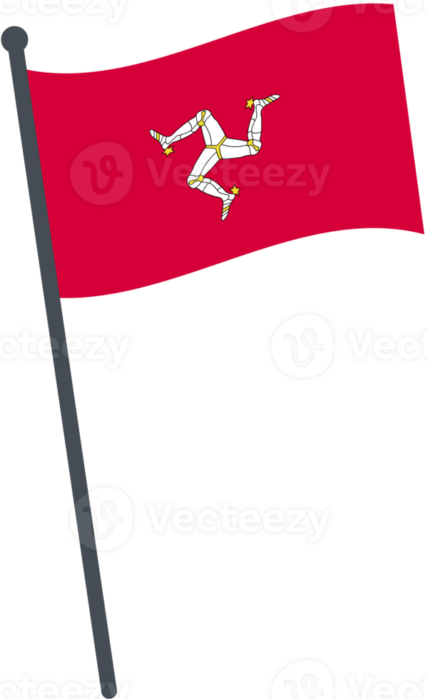 Isle of Man flag waving on pole. national flag pole transparent. png