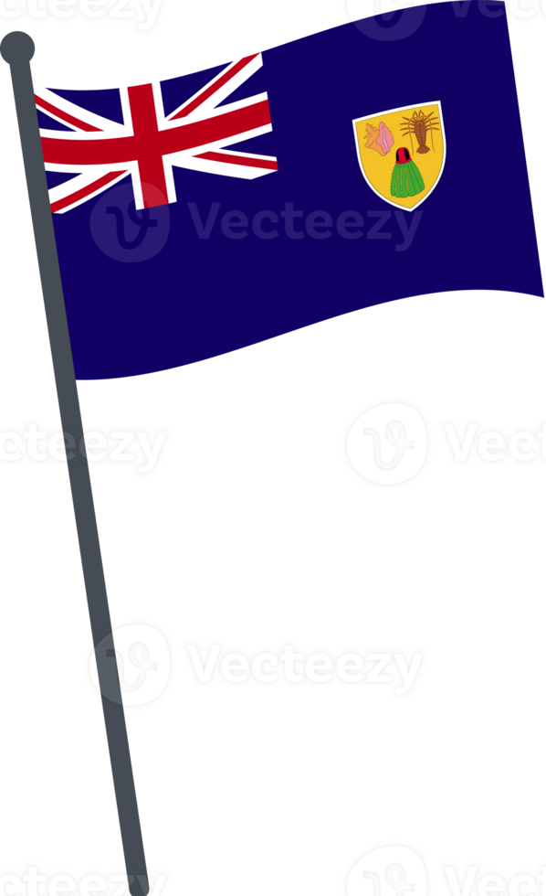 Turks and Caicos flag waving on pole. national flag pole transparent. png