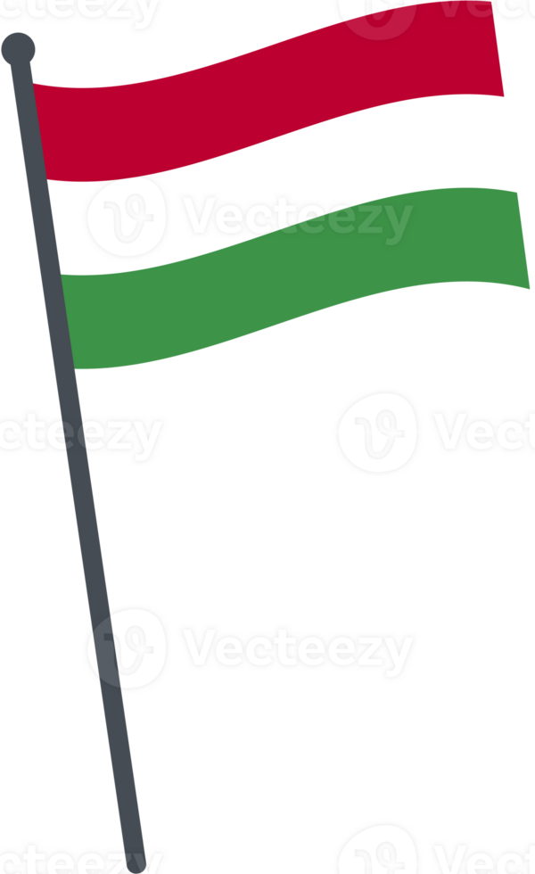 Hungary flag waving on pole. national flag pole transparent. png