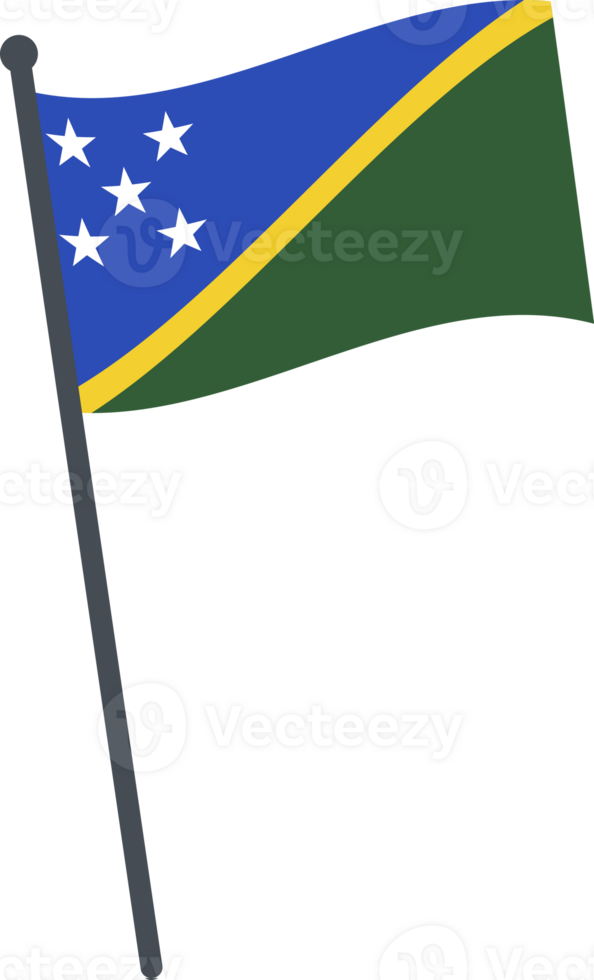 Solomon Islands flag waving on pole. national flag pole transparent. png