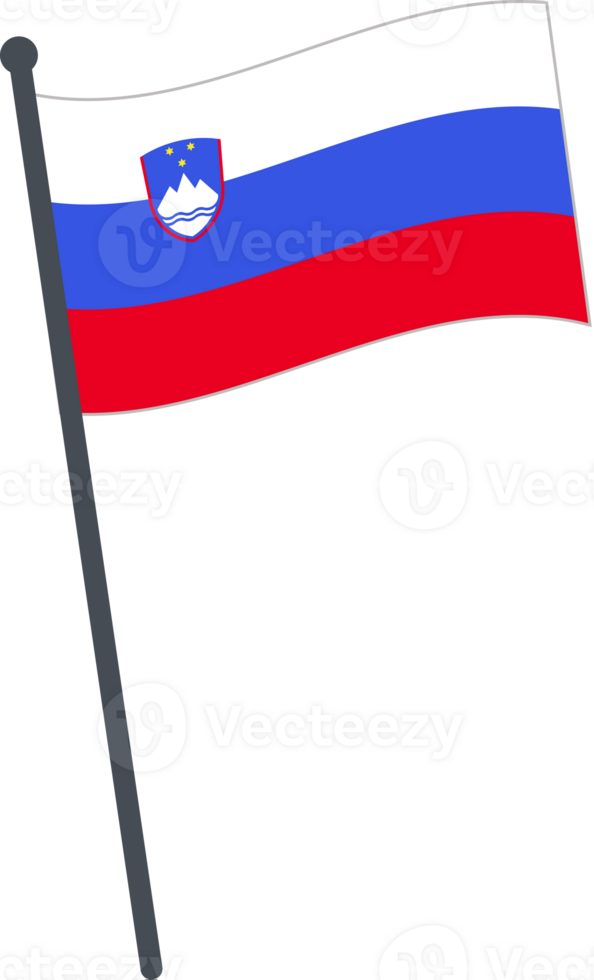 Slovenia flag waving on pole. national flag pole transparent. png