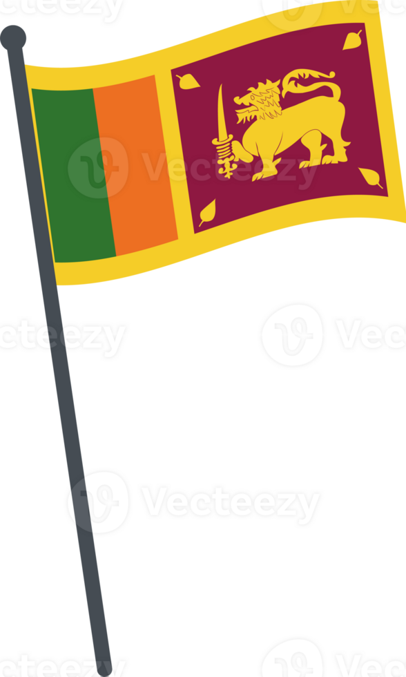 sri lanka flag waving on pole. national flag pole transparent. png