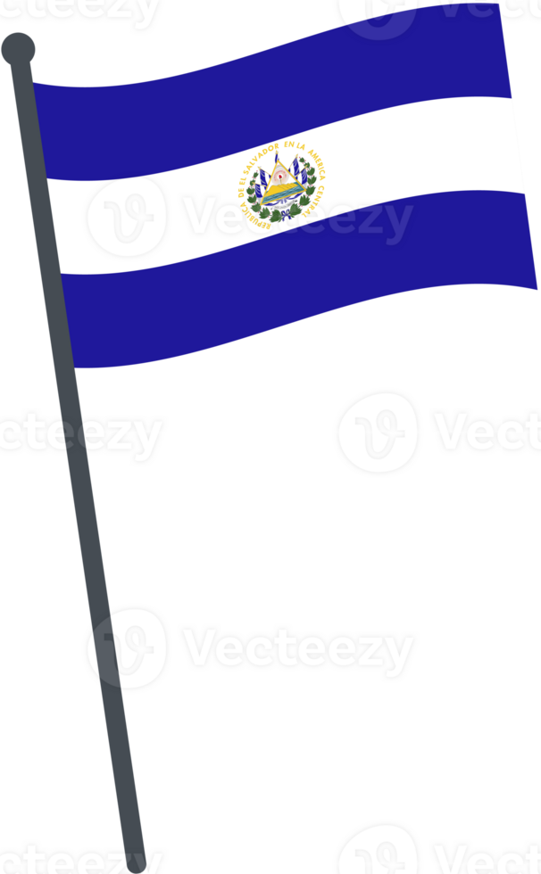 el salvador flag waving on pole. national flag pole transparent. png