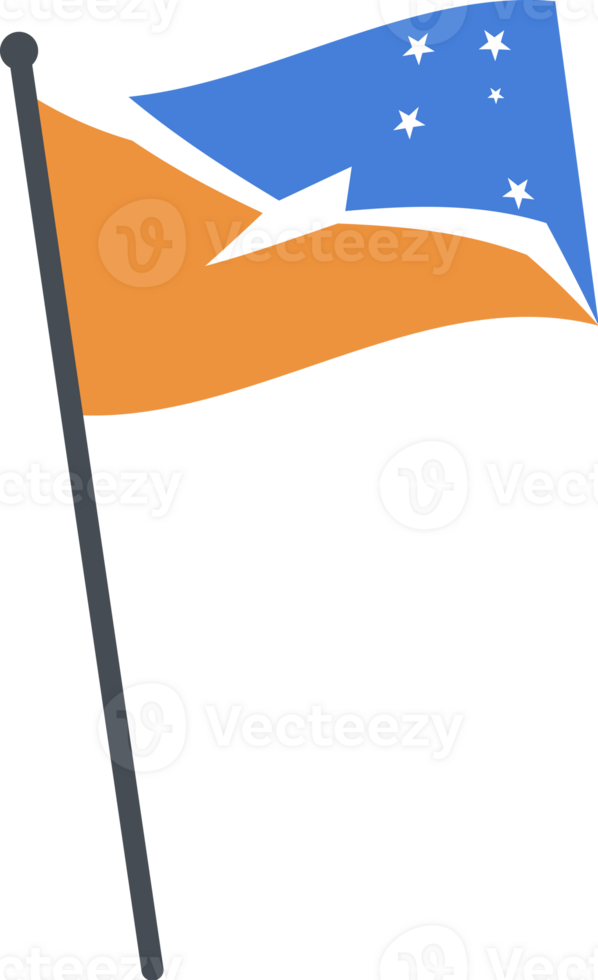 Tierra del Fuego Province flag waving on pole. national flag pole transparent. png