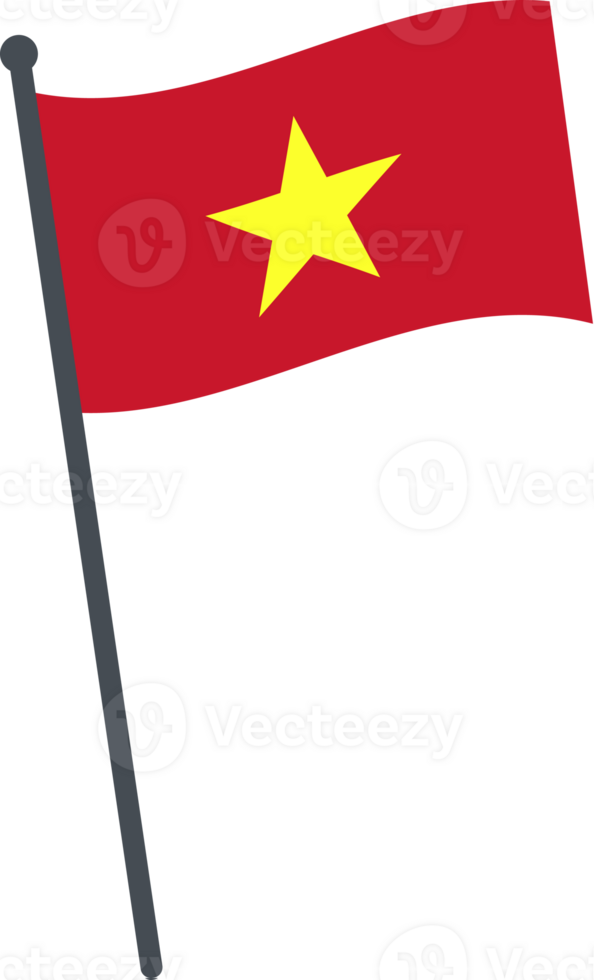 Vietnam flag waving on pole. national flag pole transparent. png