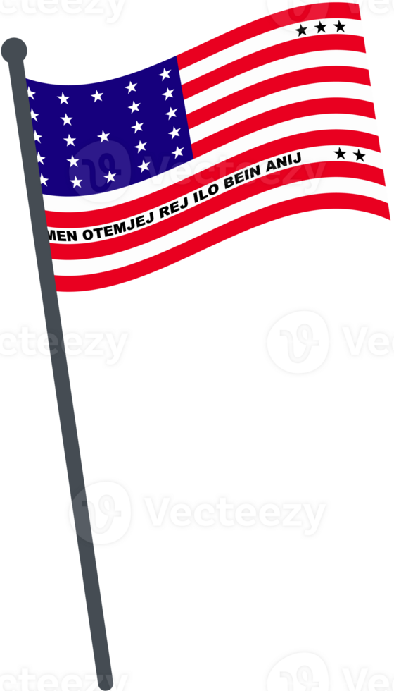 Bikini Atoll flag waving on pole. national flag pole transparent. png