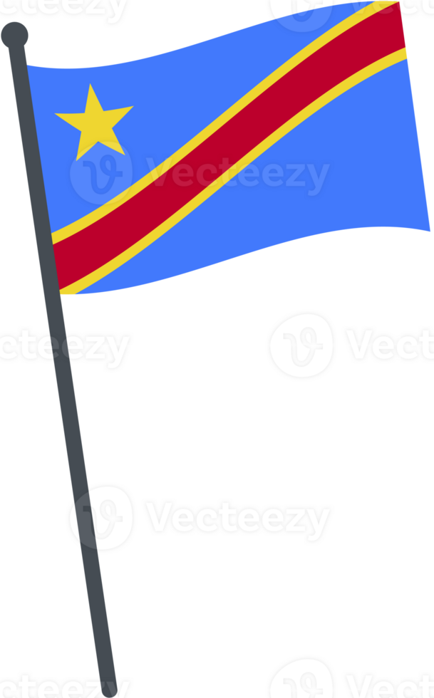Republic of Congo flag waving on pole. national flag pole transparent. png
