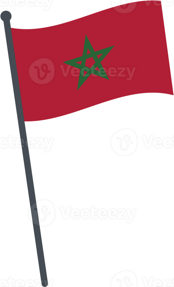morocco flag waving on pole. national flag pole transparent. png