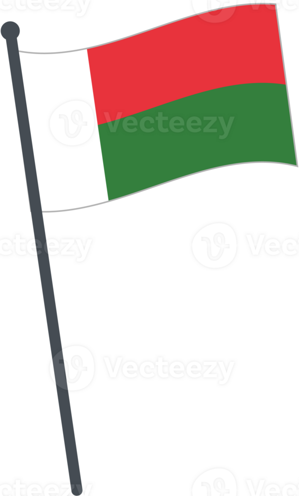 madagascar flag waving on pole. national flag pole transparent. png