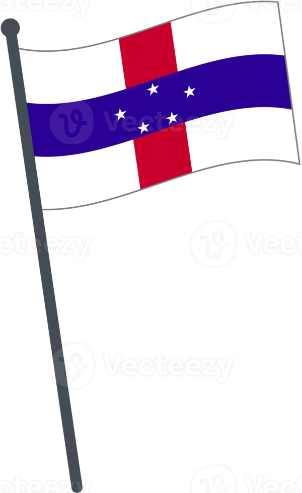 Netherlands Antilles flag waving on pole. national flag pole transparent. png