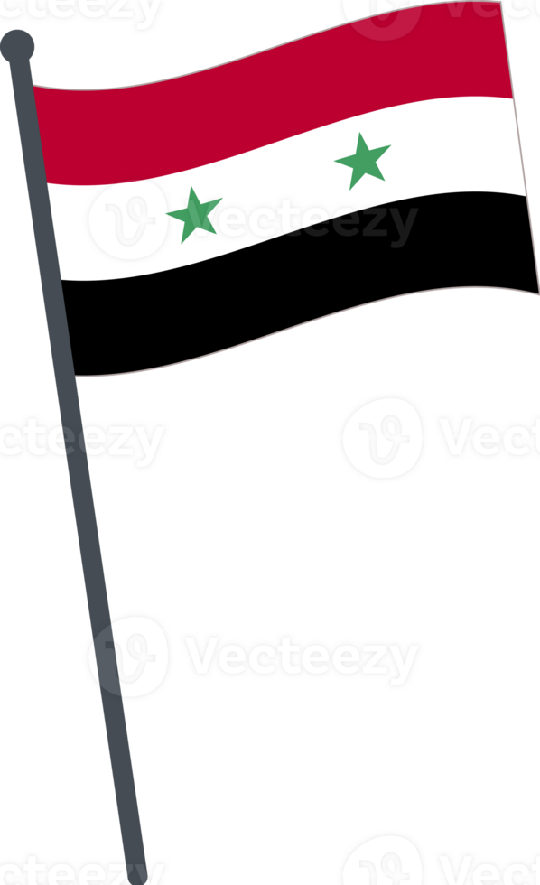 Syria flag waving on pole. national flag pole transparent. png