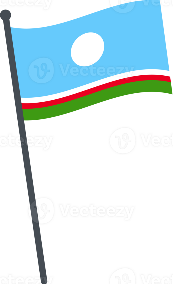 Sakha Republic flag waving on pole. national flag pole transparent. png