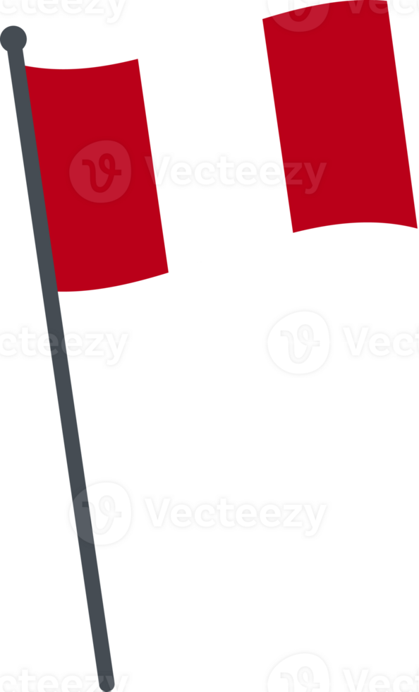 Peru flag waving on pole. national flag pole transparent. png