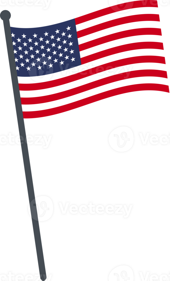 United States of America flag waving on pole. national flag pole transparent. png