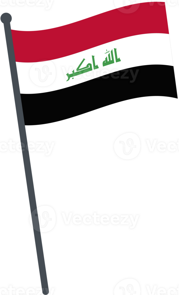 Iraq flag waving on pole. national flag pole transparent. png