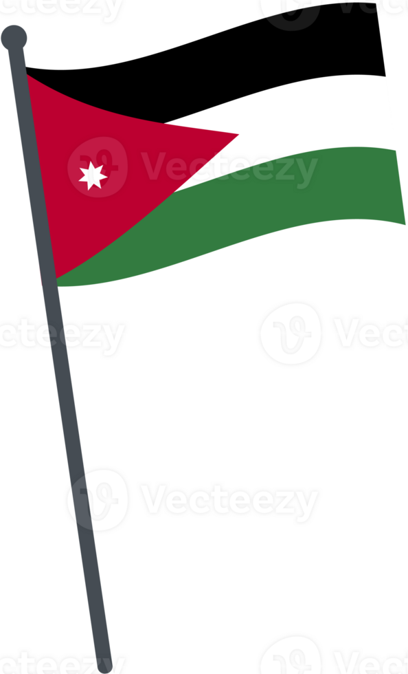 Jordan flag waving on pole. national flag pole transparent. png