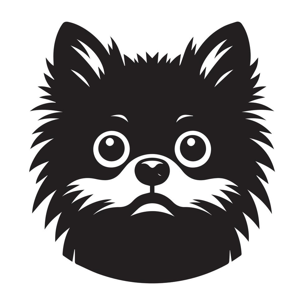 Dog Face illustration - An anxious Pomeranian dog face Logo concept design vector