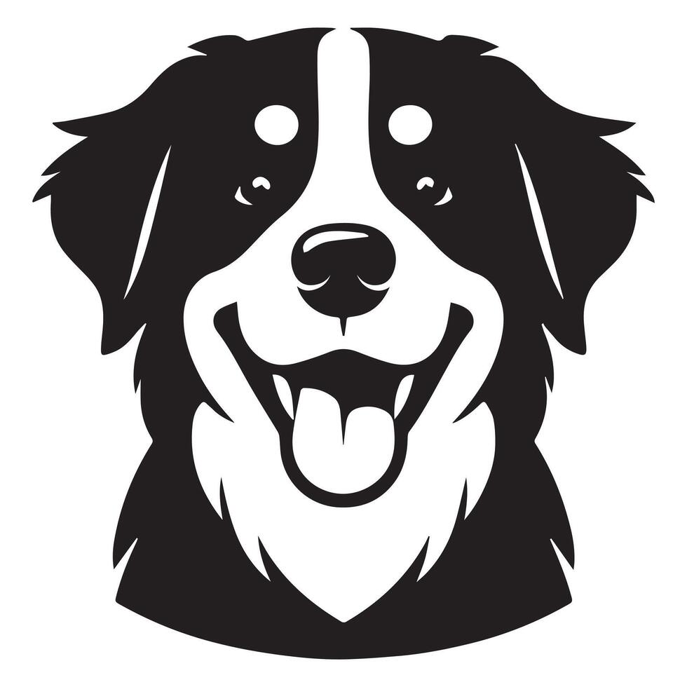 Dog - A Happy Bernese Mountain Dog face illustration in black and white vector