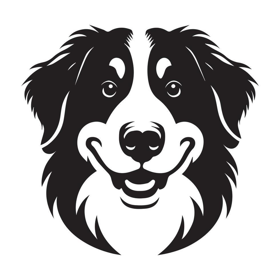 Dog - An Amused Bernese Mountain Dog face illustration in black and white vector
