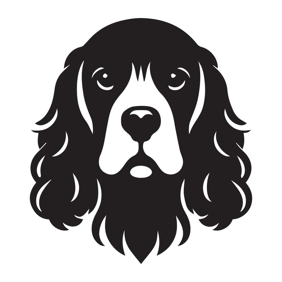 Cocker Spaniel - A Stoic Cocker Spaniel face illustration in black and white vector