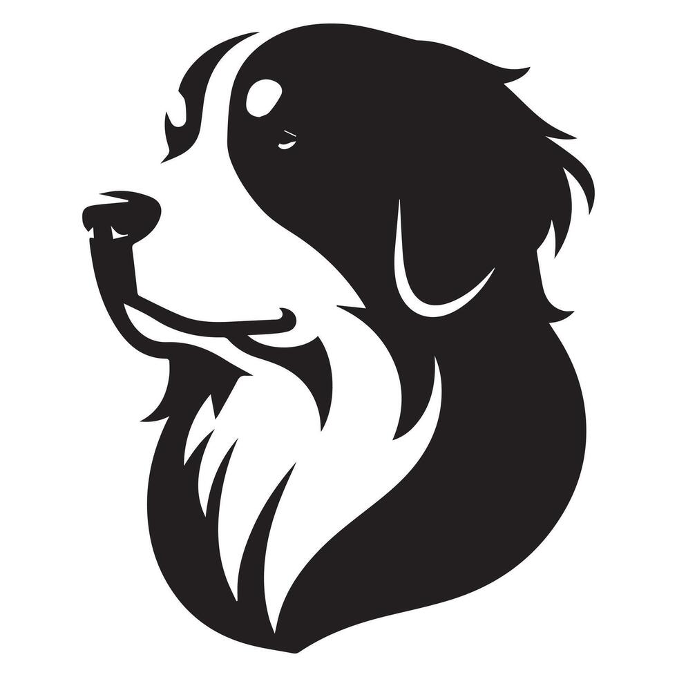Dog - A Majestic Bernese Mountain Dog face illustration in black and white vector