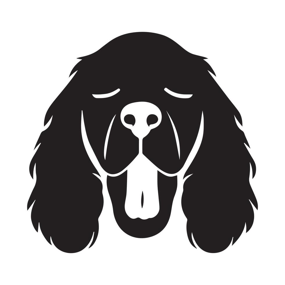 Cocker Spaniel - A Sleepy Cocker Spaniel face illustration in black and white vector