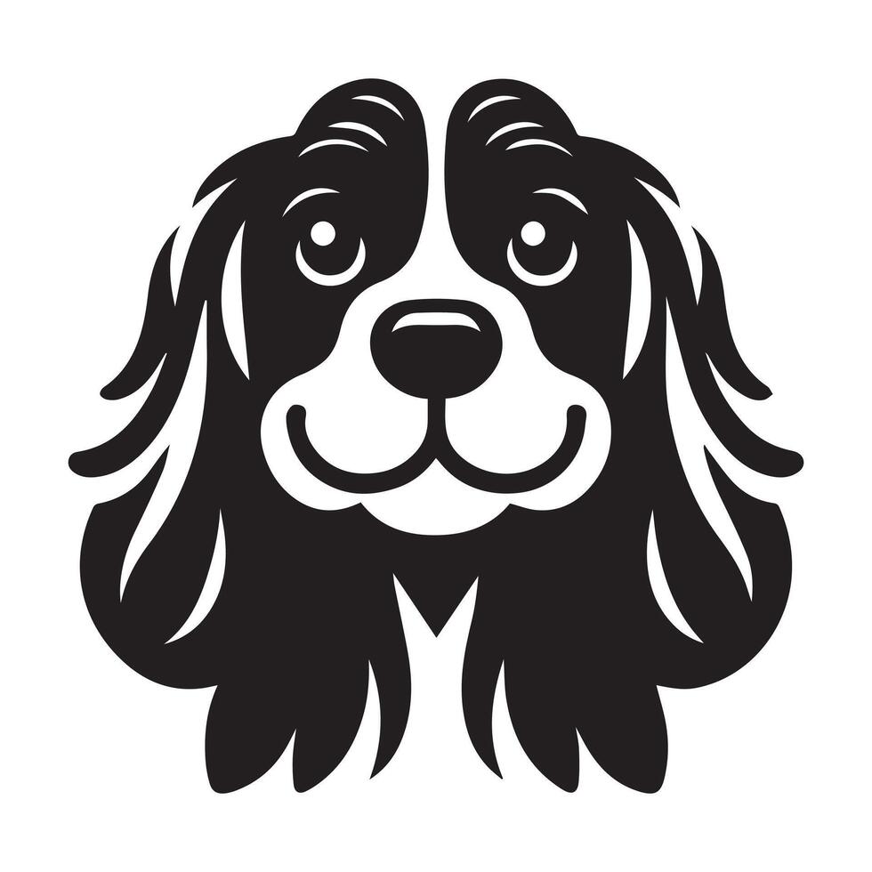 Cocker Spaniel - A Amused Cocker Spaniel face illustration in black and white vector