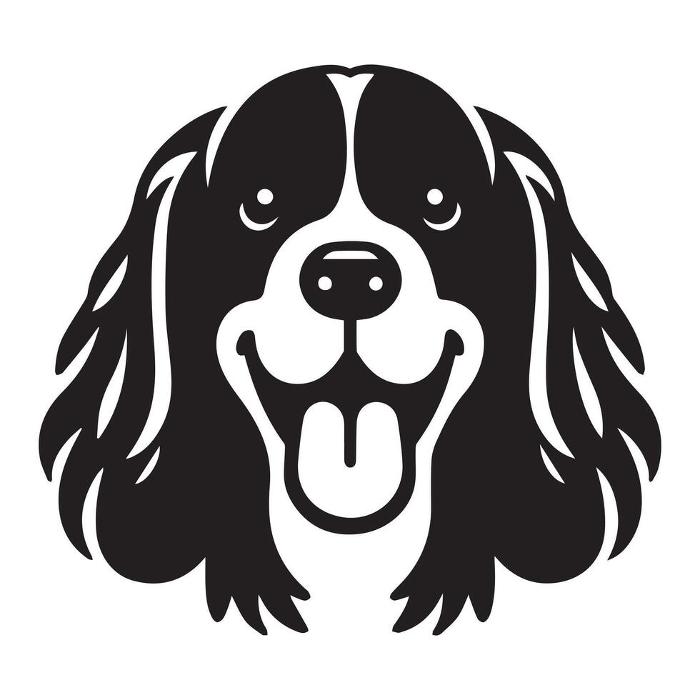 Cocker Spaniel - A Happy Cocker Spaniel face illustration in black and white vector