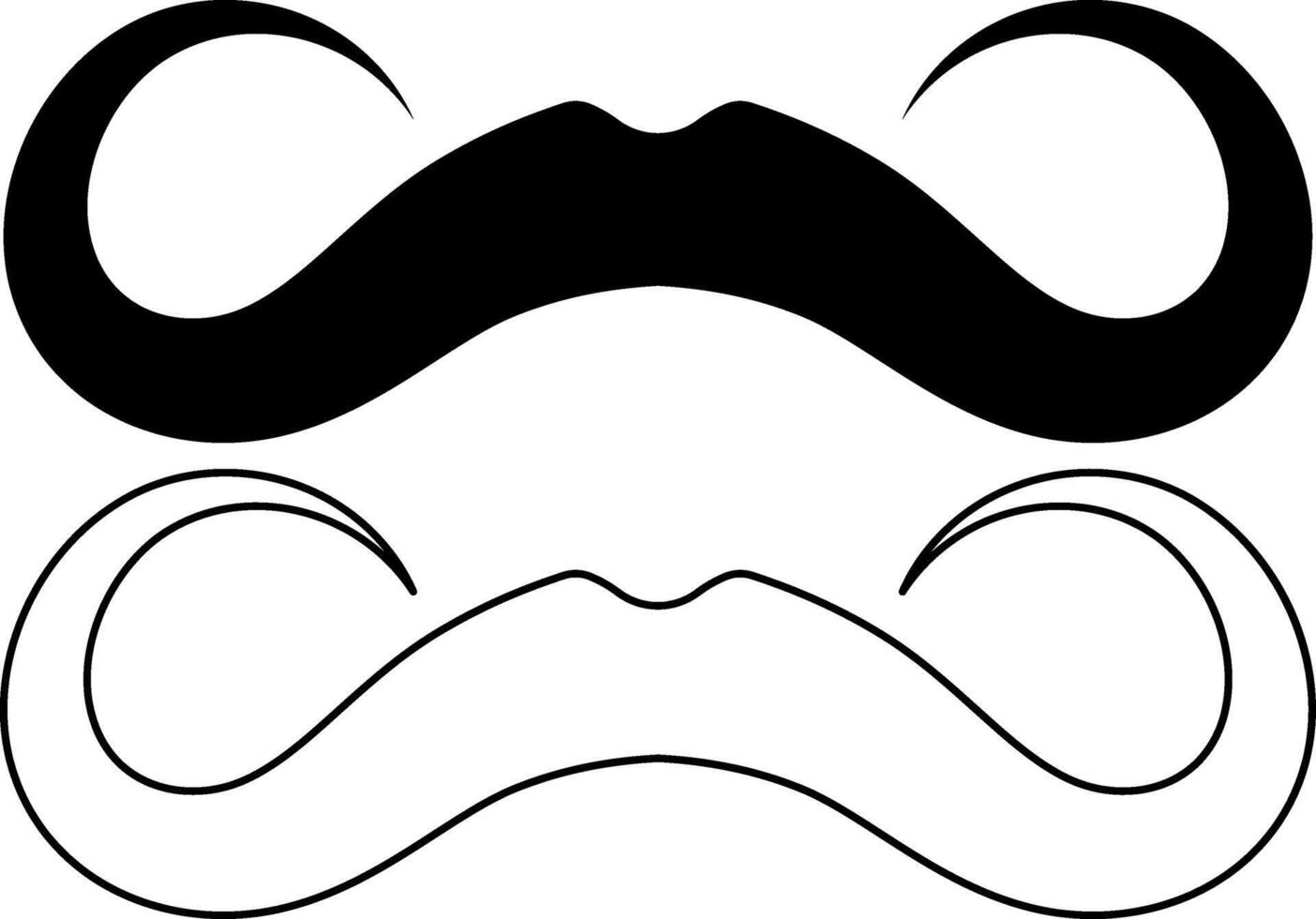 outline silhouette Handlebar moustache icon set vector