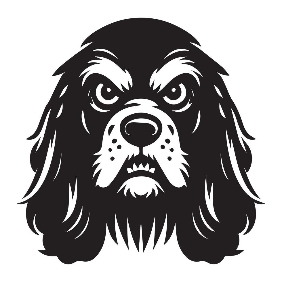 Cocker Spaniel - A Angry Cocker Spaniel face illustration in black and white vector