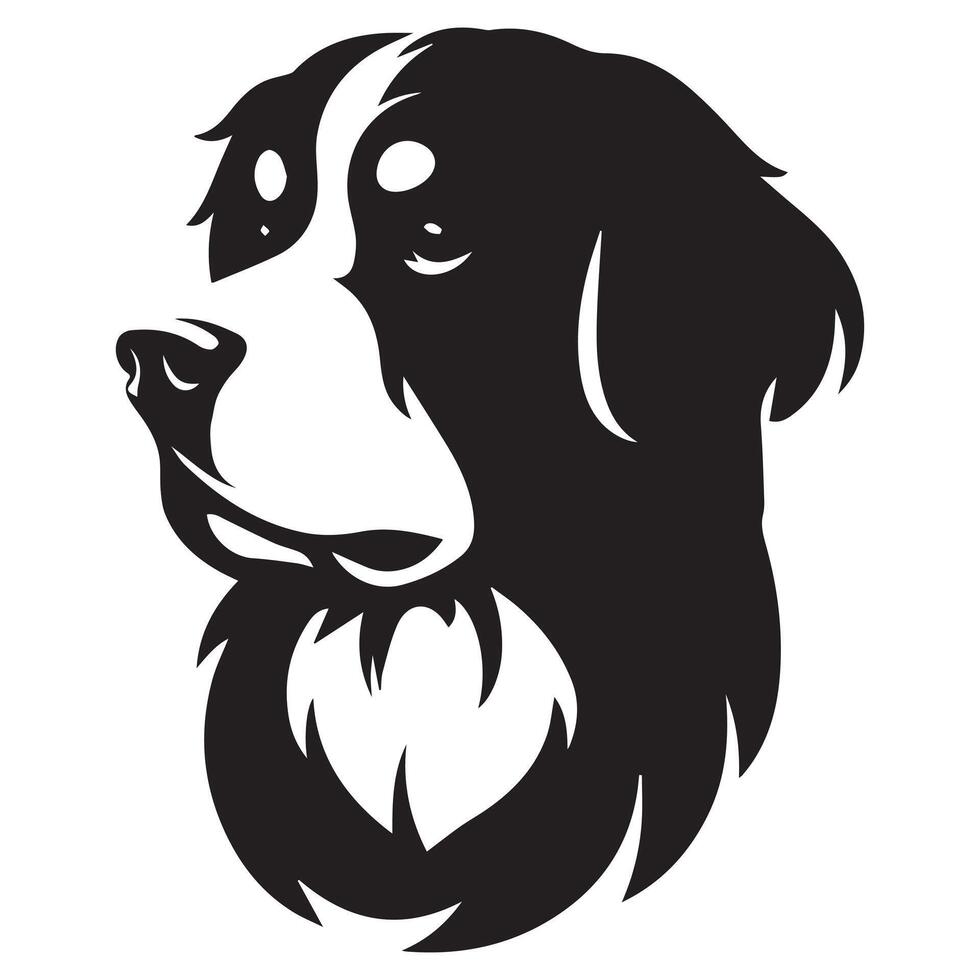 Dog - A Noble Bernese Mountain Dog face illustration in black and white vector
