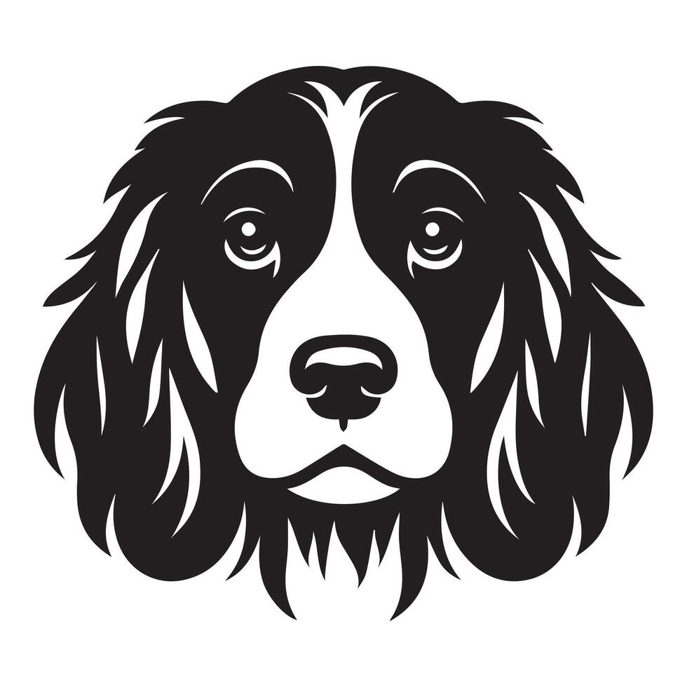 Cocker Spaniel - A Loving Cocker Spaniel face illustration in black and white vector