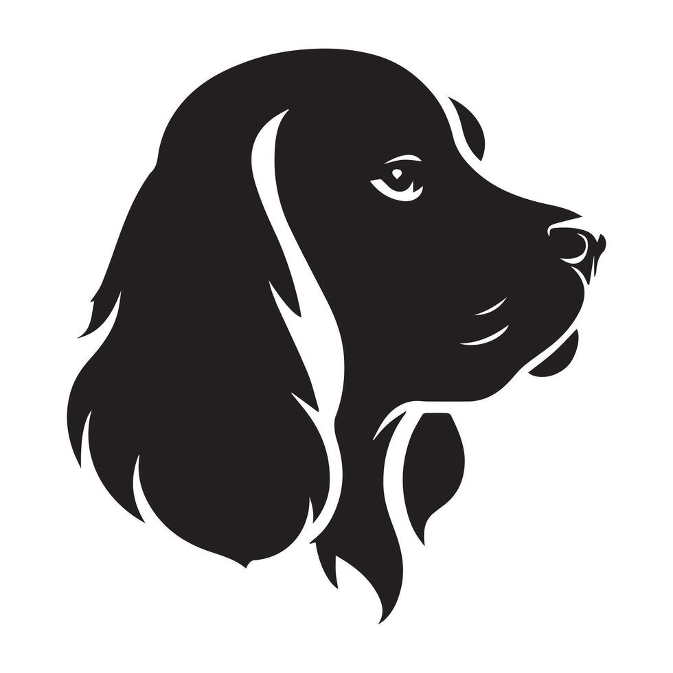Cocker Spaniel - A Stern Cocker Spaniel face illustration in black and white vector