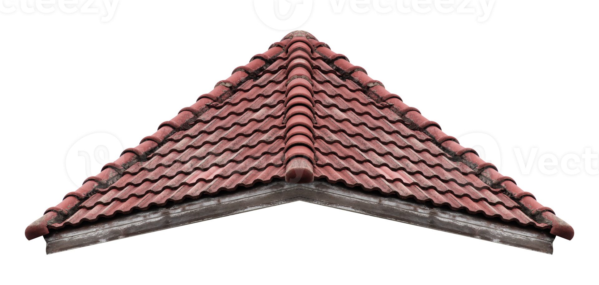 Old hip roof red tile pattern png