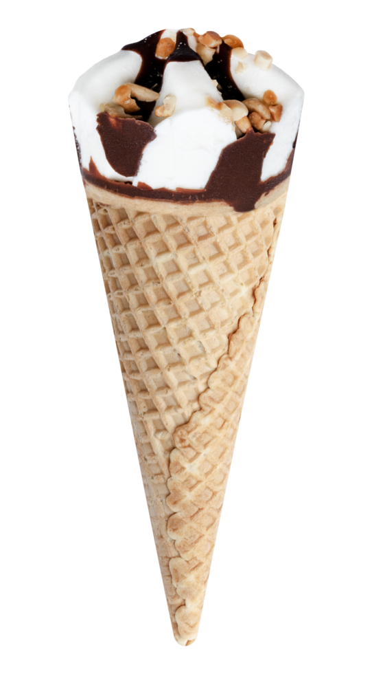 Chocolate ice cream in waffle cone png