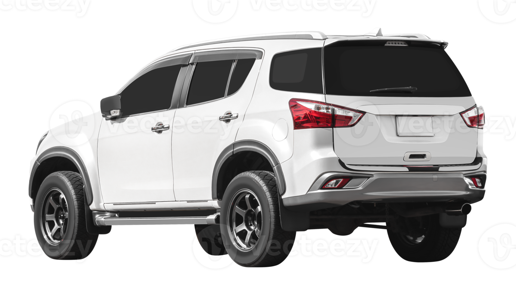 Back view white suv car png
