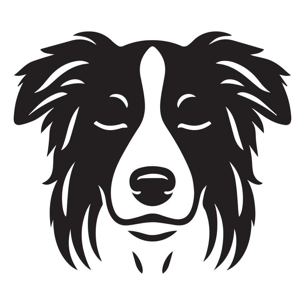 Dog - A relaxed Border Collie dog face illustration in black and white vector