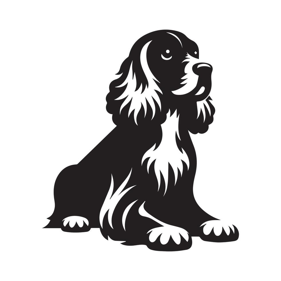 Cocker Spaniel - A Protective Cocker Spaniel face illustration in black and white vector