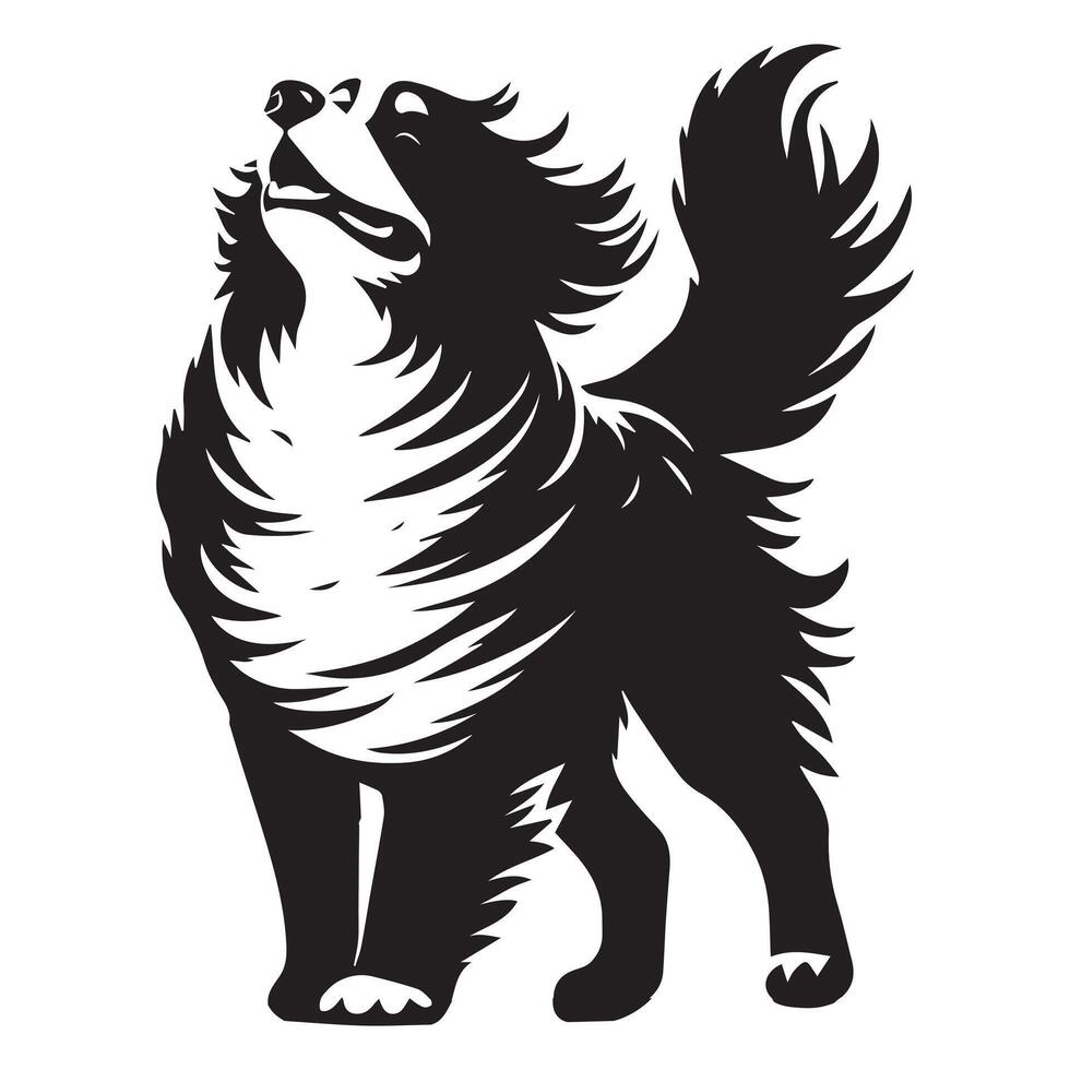 Dog - A Bernese Enjoying a breeze illustration in black and white vector
