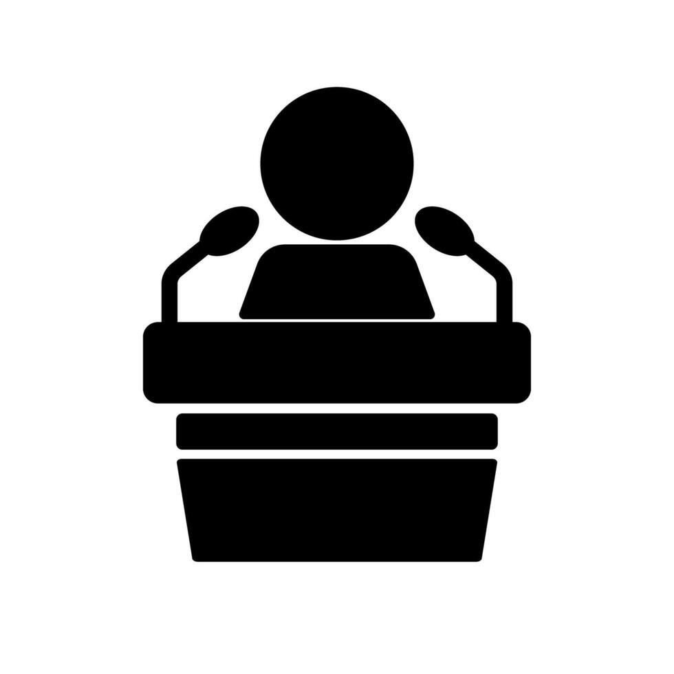 Silhouette icon of an interview or speech. vector