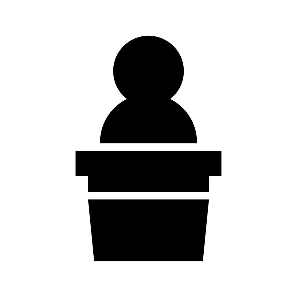 Silhouette icon of a person speaking at a podium. vector