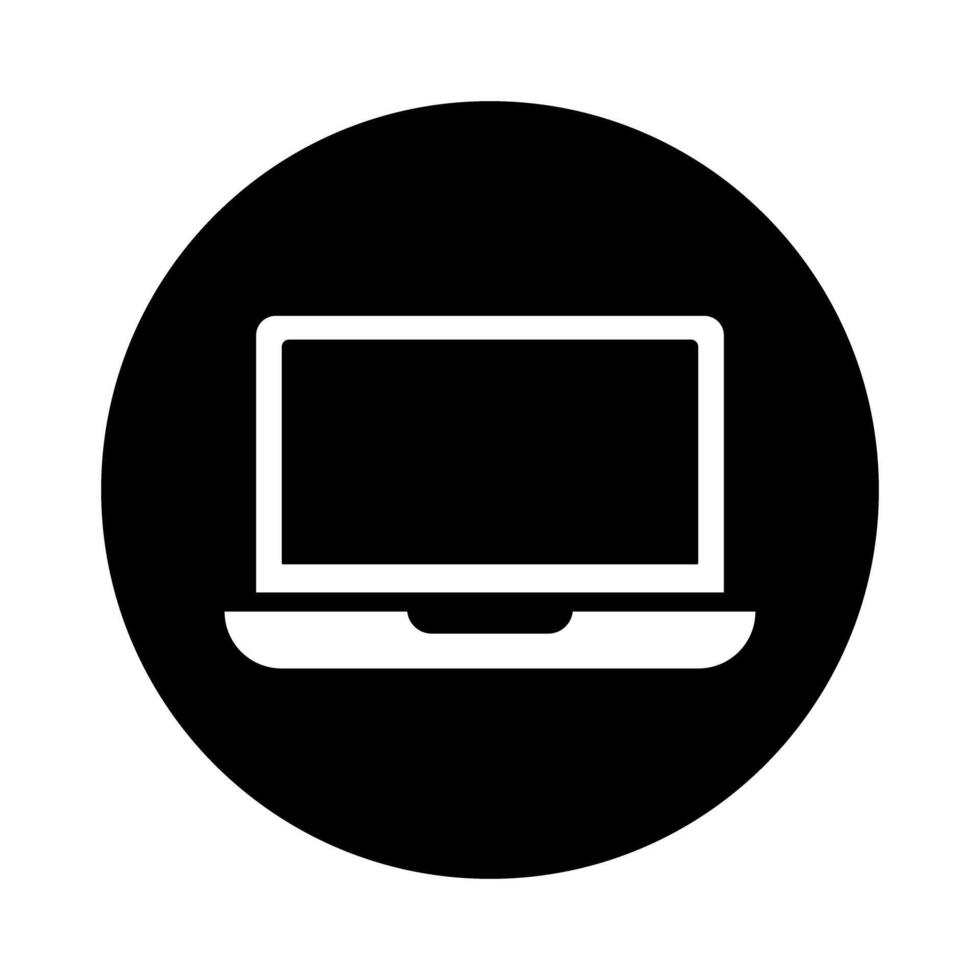Laptop round icon. Computer. vector