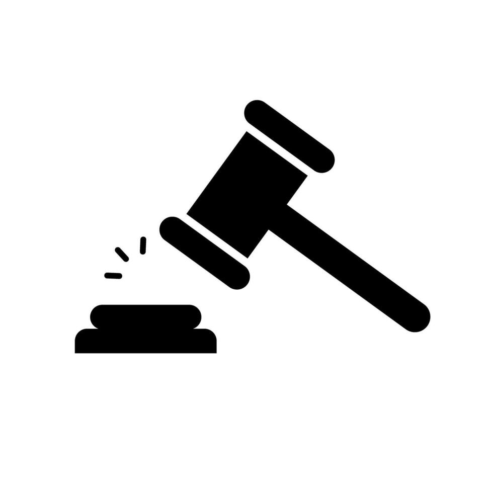 Hammer of the Trial. Judgment silhouette icon. Gavel icon. vector