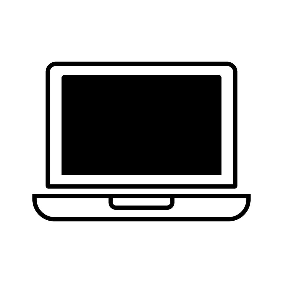 Laptop icon with a pitch black screen. vector