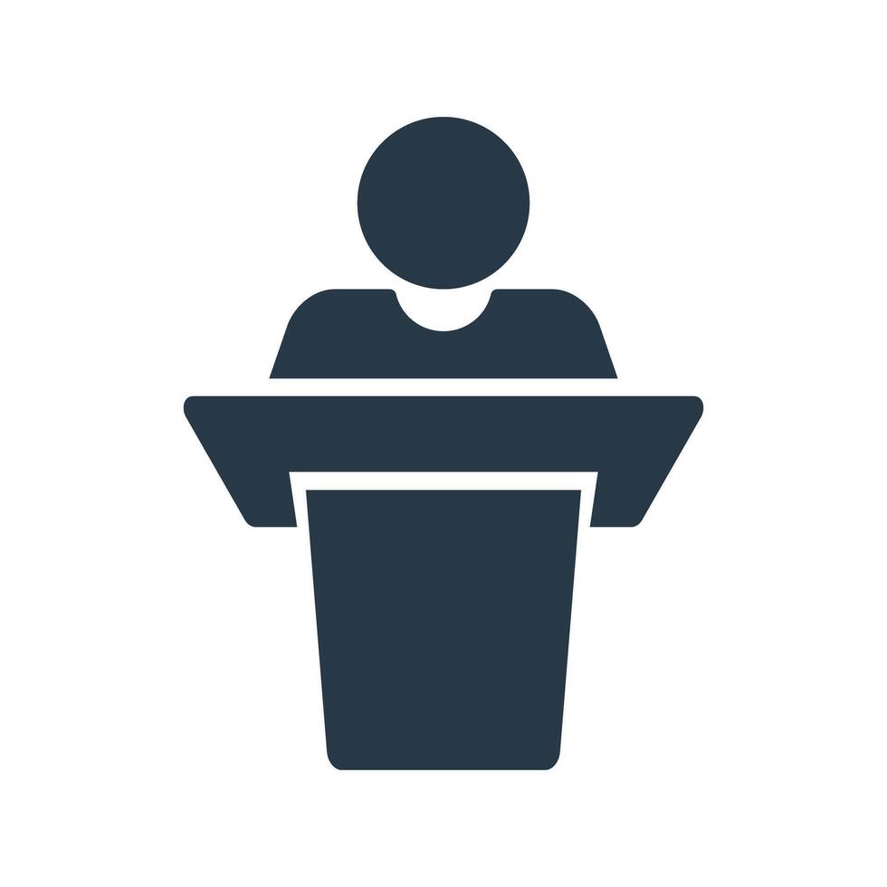 The person giving the lecture. Speech silhouette icon. vector