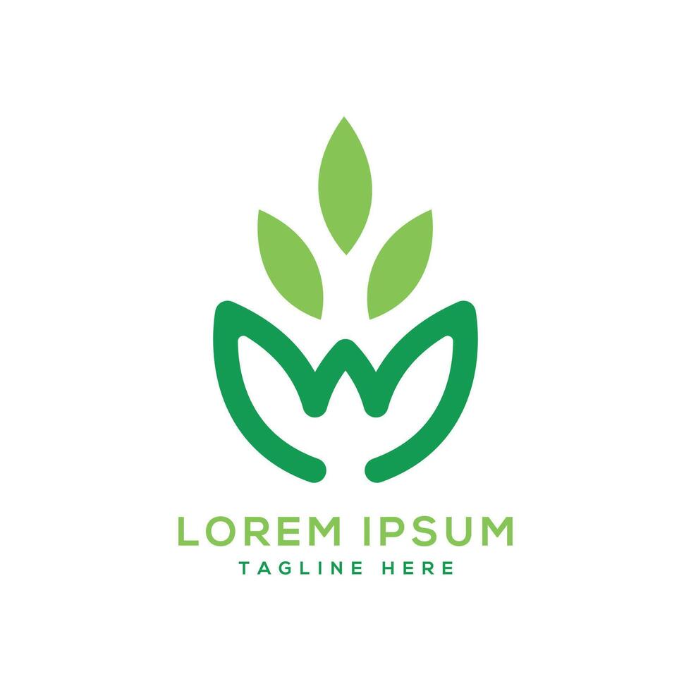 Organic leaf sign farming green modern logo design template vector