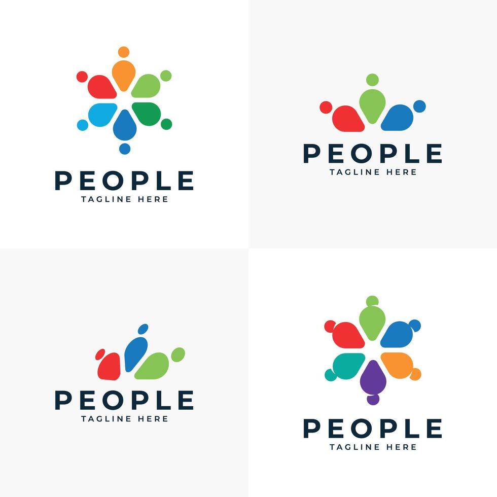 People group teamwork Logo design collection modern minimal concept template vector