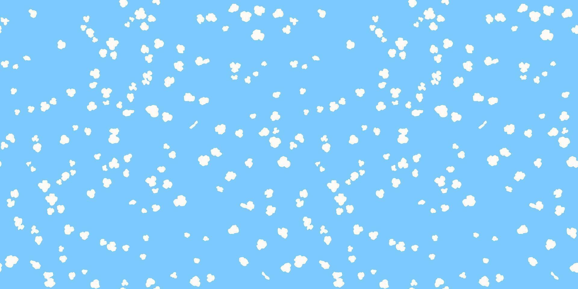 Simple geometric seamless pattern with abstract polka dots, random dots, spots, drops on a blue background. hand drawing sketch shapes. Creative painted tiny snowflakes, circles, ornament print vector