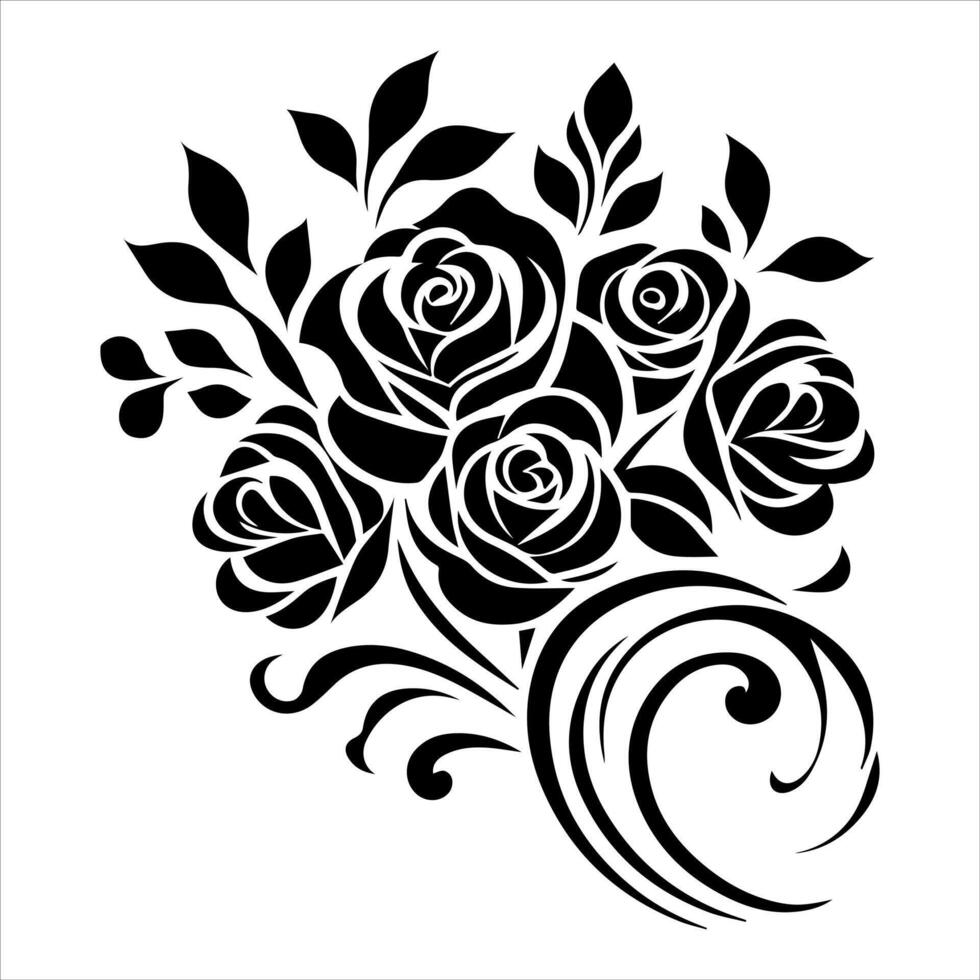 Rose Bouquet Silhouette vector